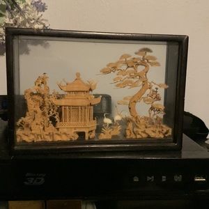 Chinese Vintage Carved Cork Art Diorama